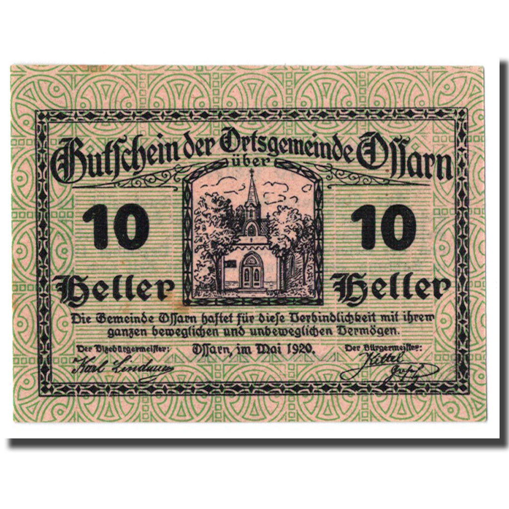 Geldschein, Österreich, Ossarn, 10 Heller, Eglise, 1920, UNZ-, Mehl:712a