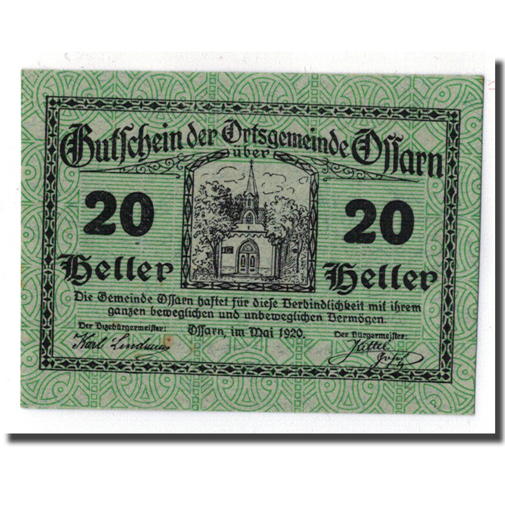 Geldschein, Österreich, Ossarn, 20 Heller, Eglise, 1920, UNZ-, Mehl:712a