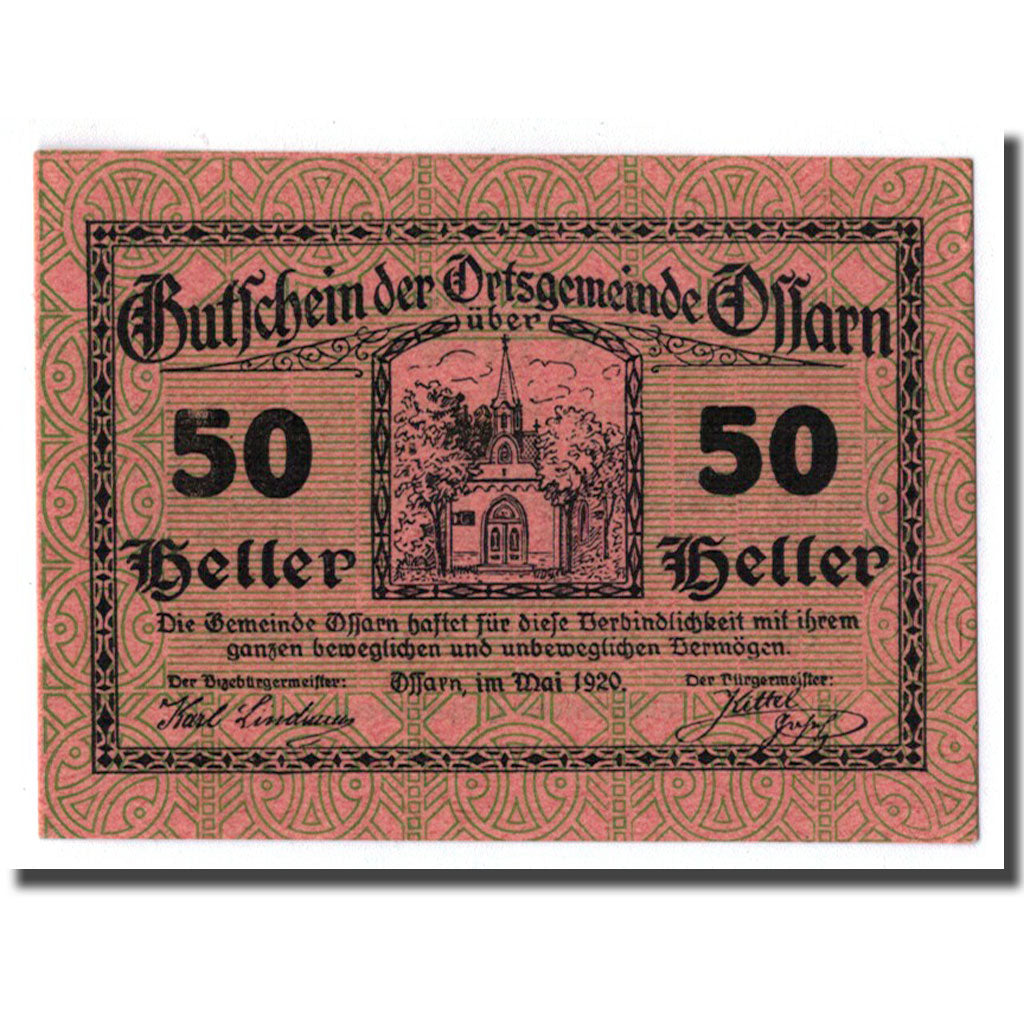 Geldschein, Österreich, Ossarn, 50 Heller, Eglise, 1920, UNZ-, Mehl:712a