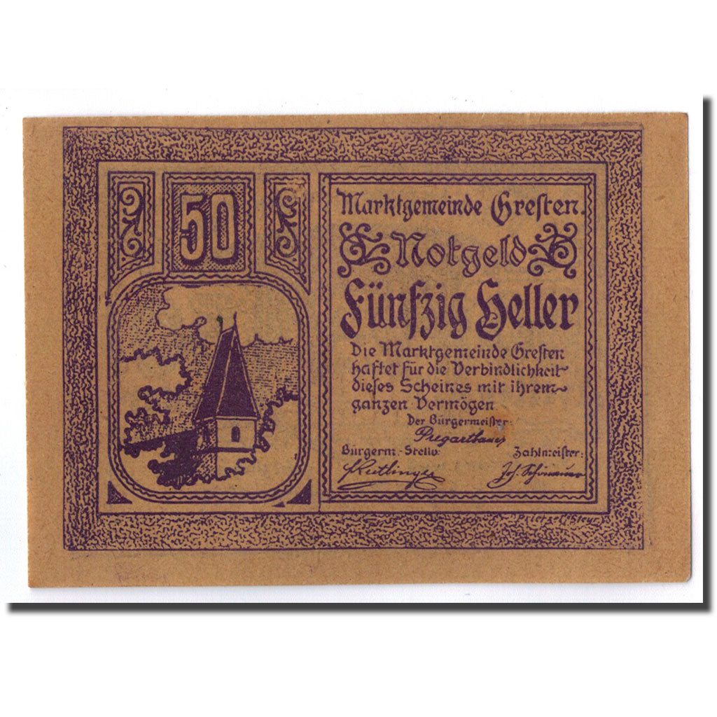 Geldschein, Österreich, Gresten, 50 Heller, Ecusson, 1920, 1920-12-31, UNZ-