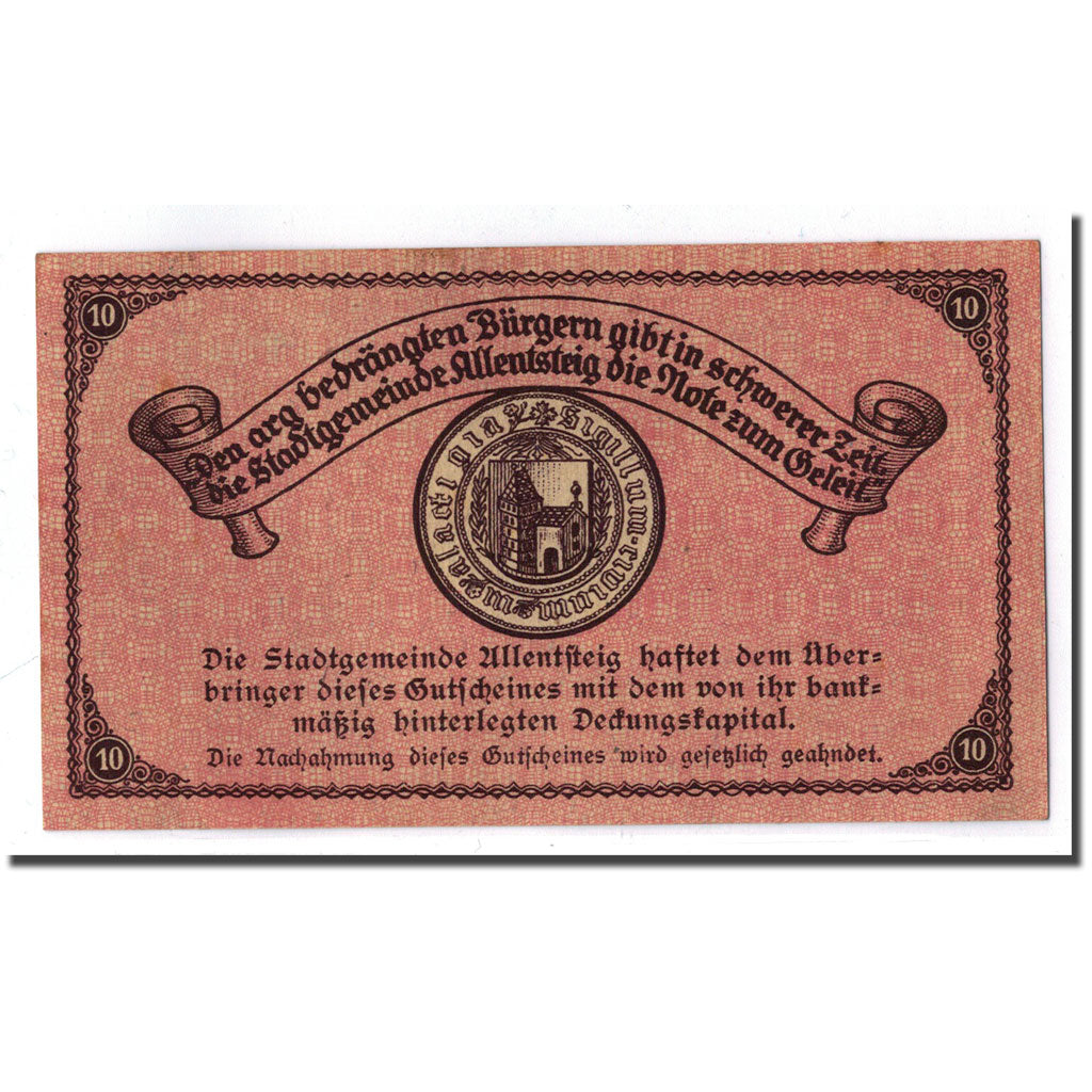 Geldschein, Österreich, Allentsteig, 10 Heller, paysage, 1920, 1920-05-01