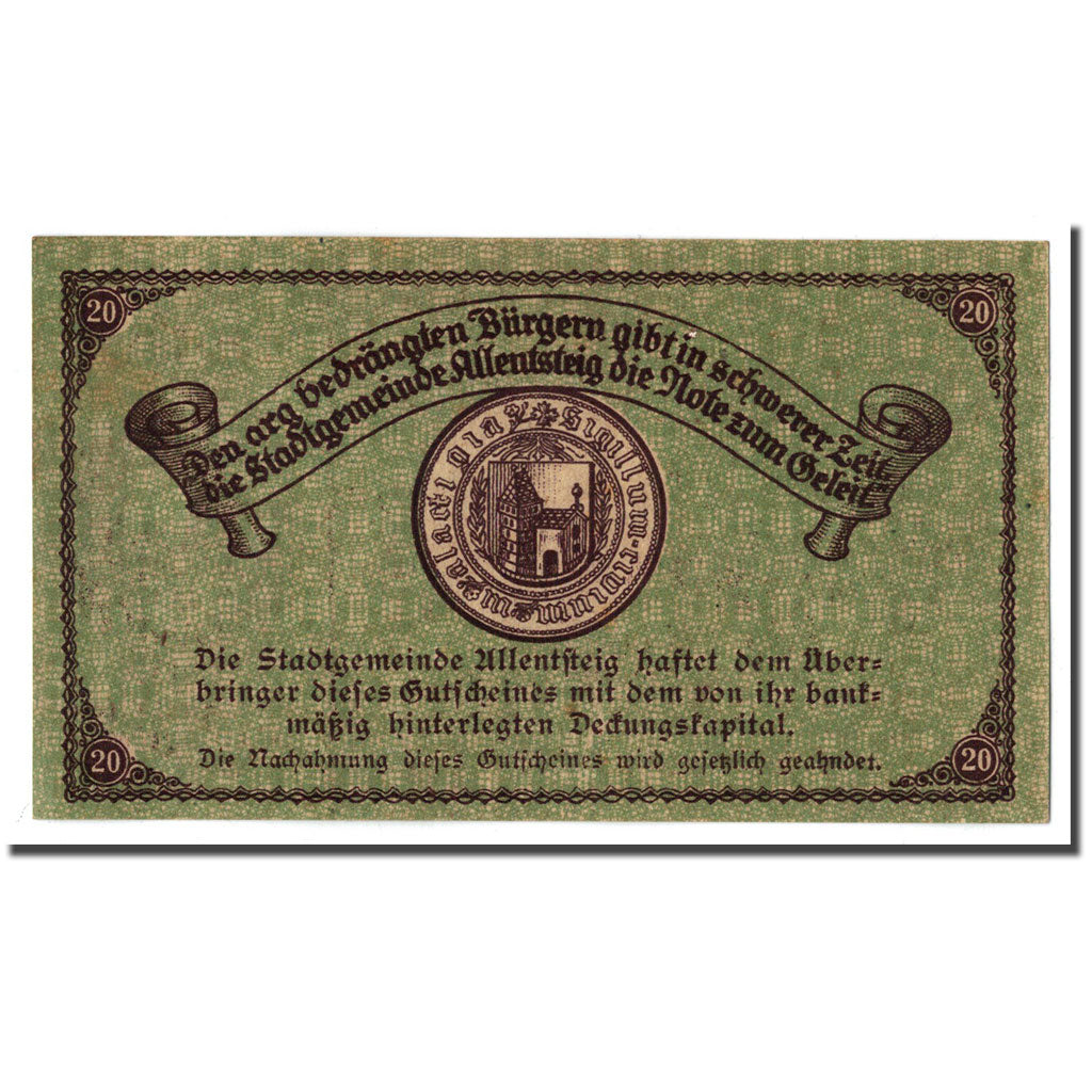 Geldschein, Österreich, Allentsteig, 20 Heller, paysage, 1920, 1920-05-01