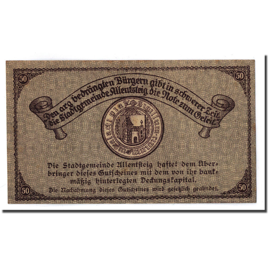 Geldschein, Österreich, Allentsteig, 50 Heller, paysage, 1920, 1920-05-01