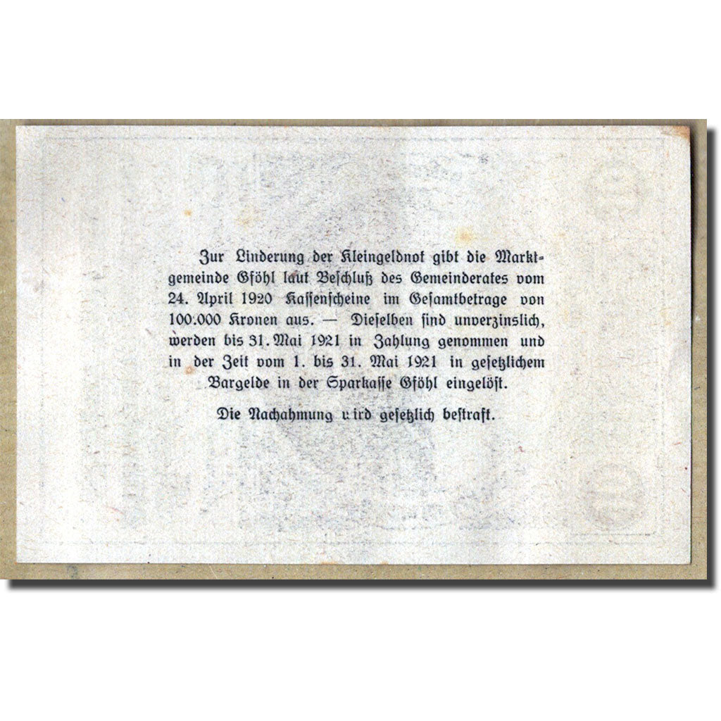 Geldschein, Österreich, Gföhl, 10 Heller, village, 1920, 1920-04-24, UNZ-