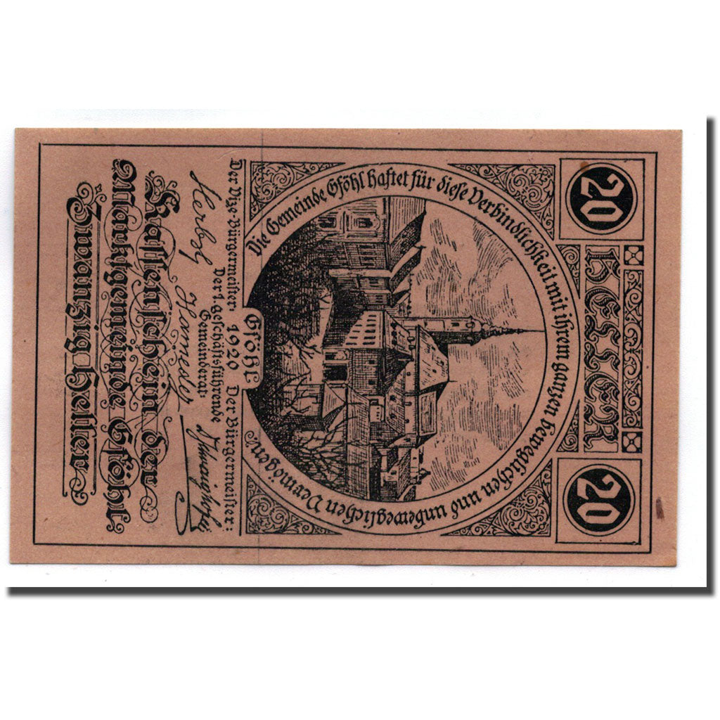 Geldschein, Österreich, Gföhl, 20 Heller, village, 1920, 1920-04-24, UNZ-