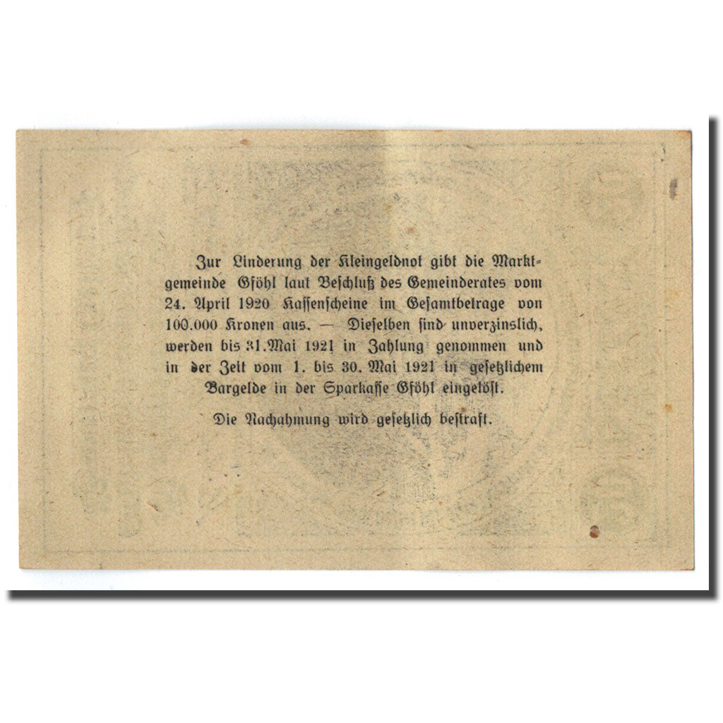 Geldschein, Österreich, Gföhl, 20 Heller, village, 1920, 1920-04-24, UNZ-