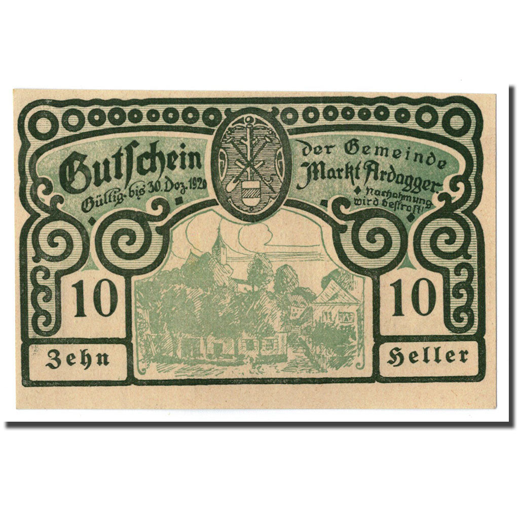 Geldschein, Österreich, Ardagger, 10 Heller, paysage, 1920, 1920-04-20, UNZ-