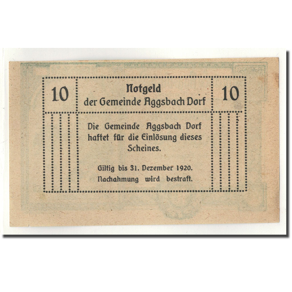 Geldschein, Österreich, Aggsbach Dorf, 10 Heller, paysage, 1920, 1920-12-31