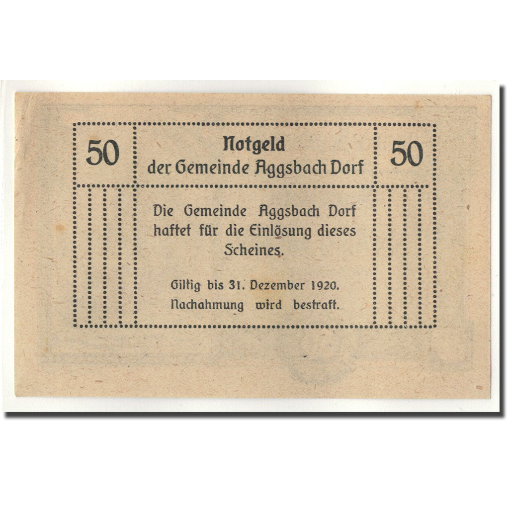 Geldschein, Österreich, Aggsbach Dorf, 50 Heller, paysage, 1920, 1920-12-31