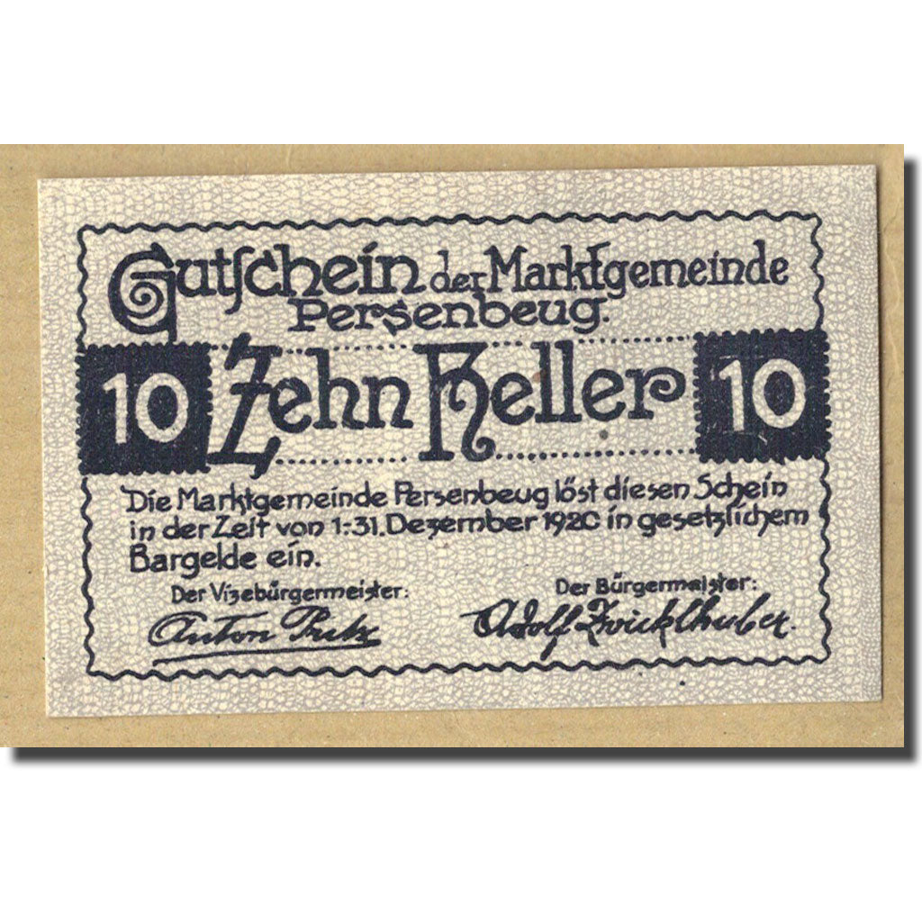 Geldschein, Österreich, Persenbeug, 10 Heller, château, UNZ-, Mehl:735.1