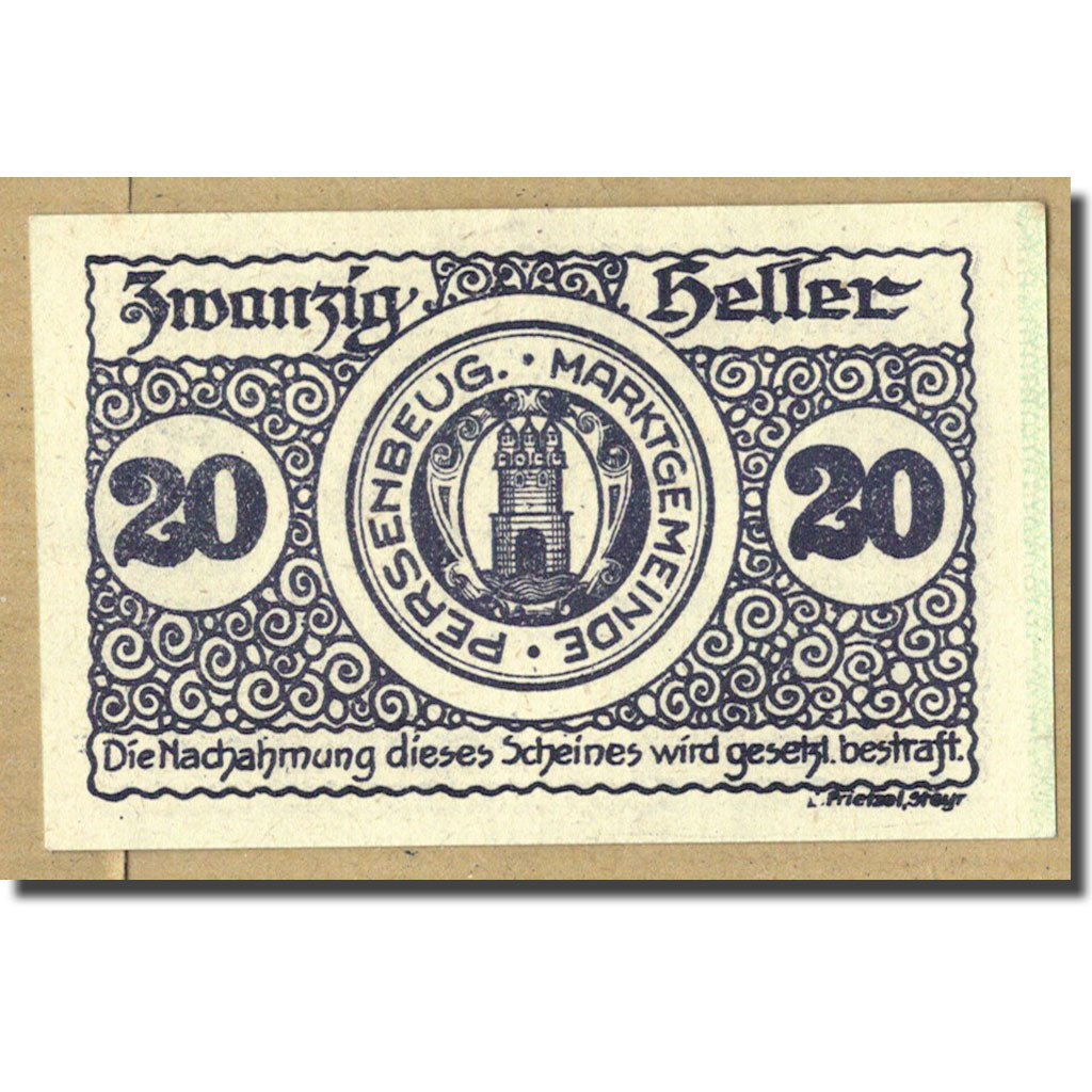 Geldschein, Österreich, Persenbeug, 20 Heller, château, UNZ-, Mehl:735.1