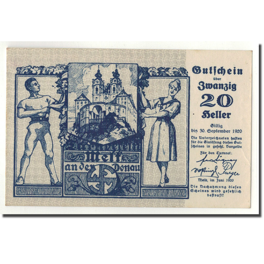 Geldschein, Österreich, Melk, 20 Heller, château, 1920, 1920-09-30, UNZ-