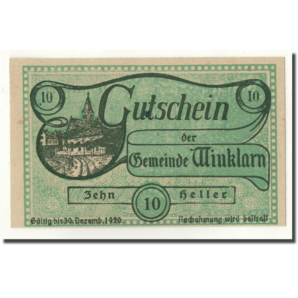 Geldschein, Österreich, Winklarn, 10 Heller, paysage, 1920, 1920-04-12, UNZ-