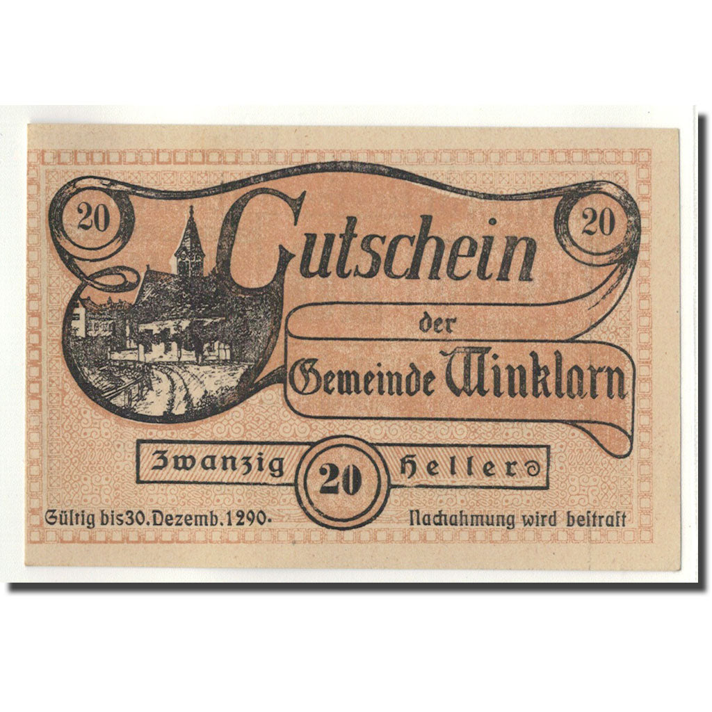 Geldschein, Österreich, Winklarn, 20 Heller, paysage, 1920, 1920-04-12, UNZ-