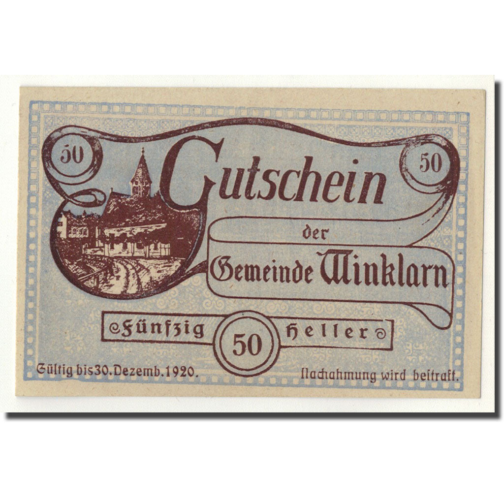 Geldschein, Österreich, Winklarn, 50 Heller, paysage, 1920, 1920-04-12, UNZ-