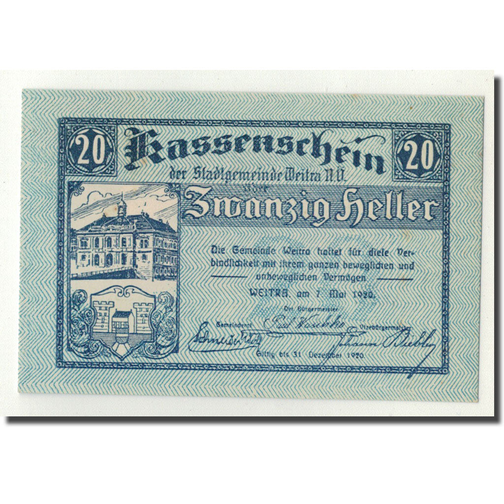 Geldschein, Österreich, Weitra, 20 Heller, château, 1920, 1920-05-07, UNZ-