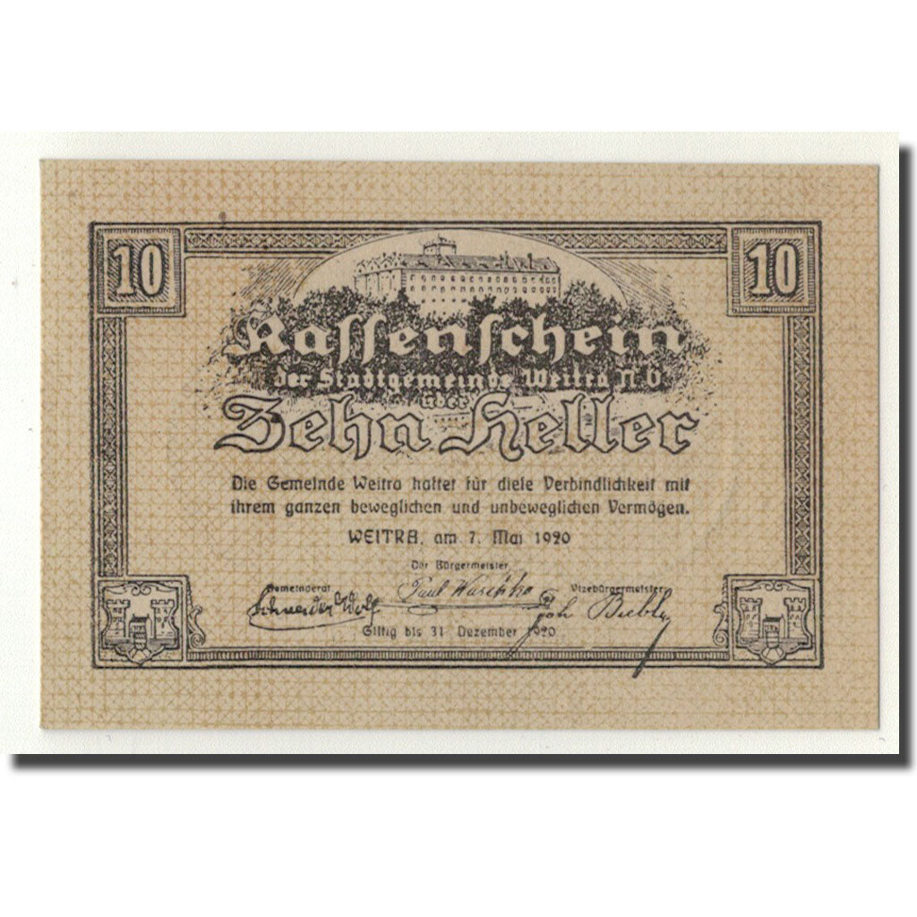 Geldschein, Österreich, Weitra, 10 Heller, château, 1920, 1920-05-07, UNZ-