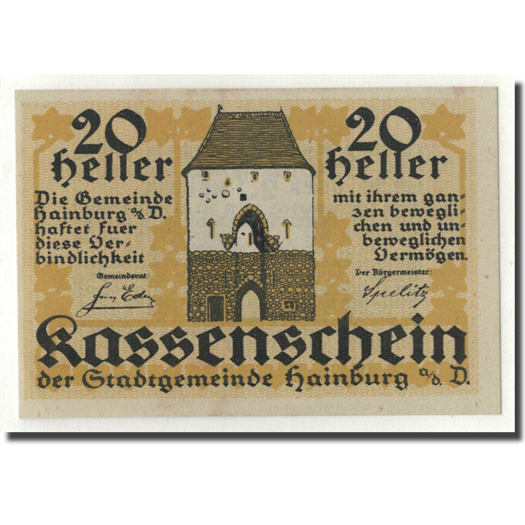 Geldschein, Österreich, Hainburg an der Donau, 20 Heller, 1920-12-31, 1920