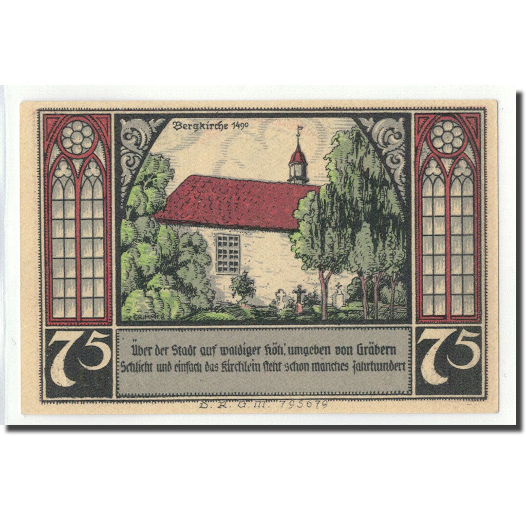 Banknot, Niemcy, Bütow, 75 Pfennig, château, 1922, Undated, UNC(63)