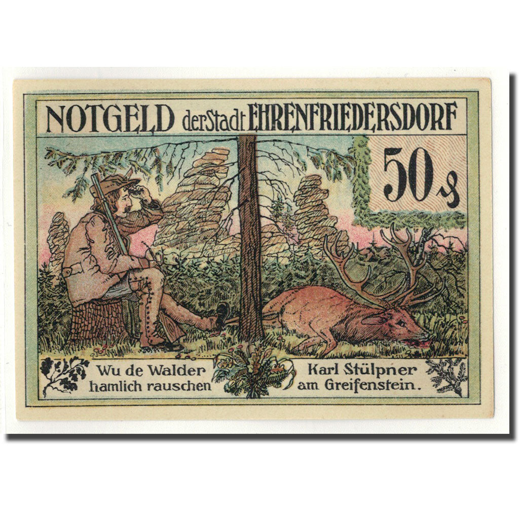 Banknot, Niemcy, Ehrenfriedersdorf, 50 Pfennig, chasseur, 1921, Undated