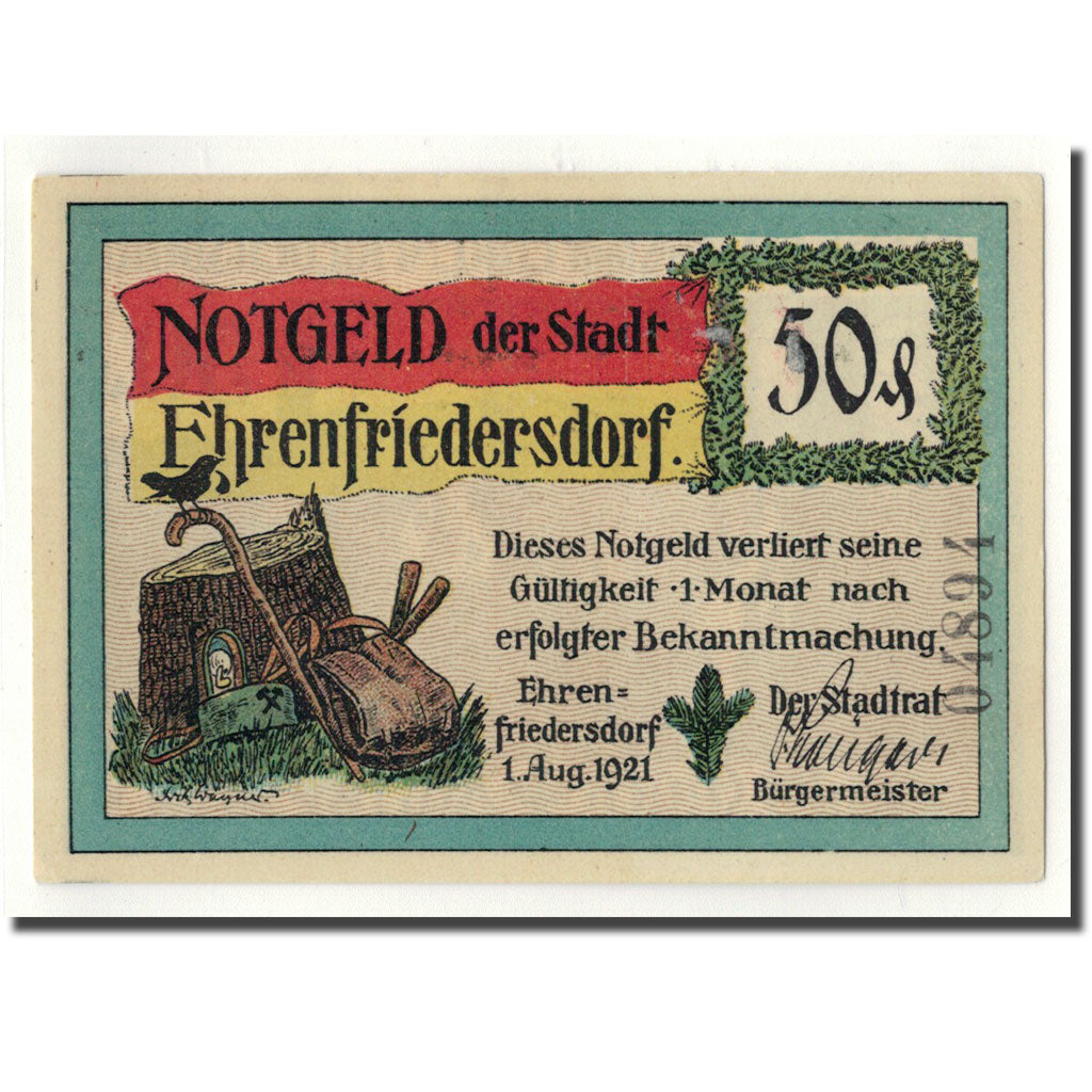 Banknote, Germany, Ehrenfriedersdorf, 50 Pfennig, personnage, 1921, UNC(63)