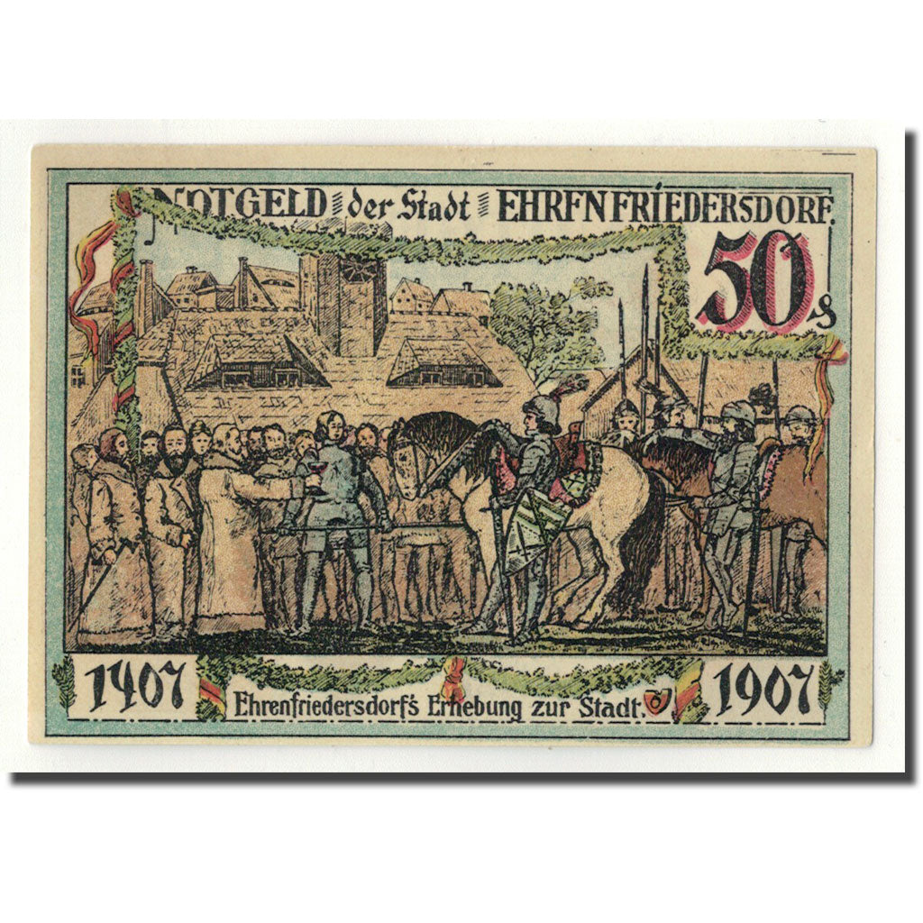 Banknot, Niemcy, Ehrenfriedersdorf, 50 Pfennig, cavalier, 1921, Undated