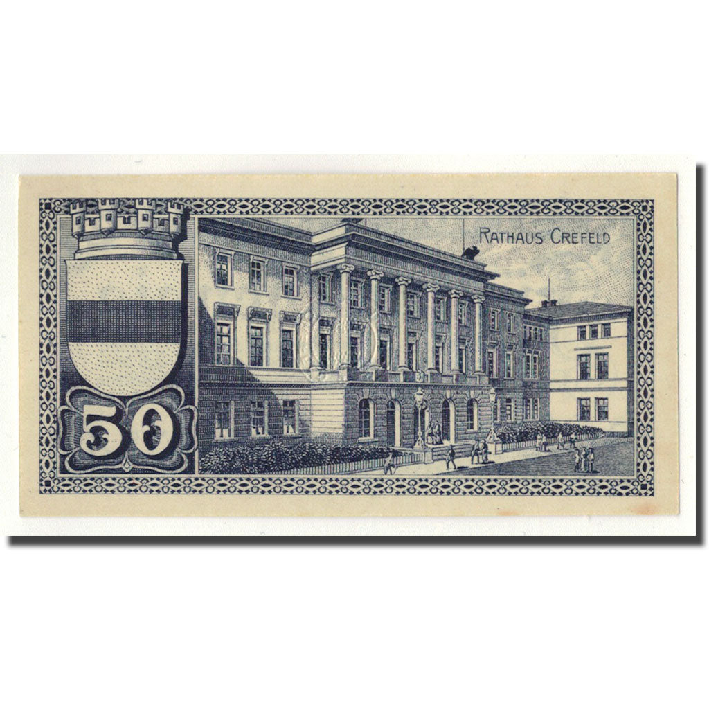 Banknot, Niemcy, Crefeld, 50 Pfennig, Monument, 1919, 1919-03-20, UNC(63)