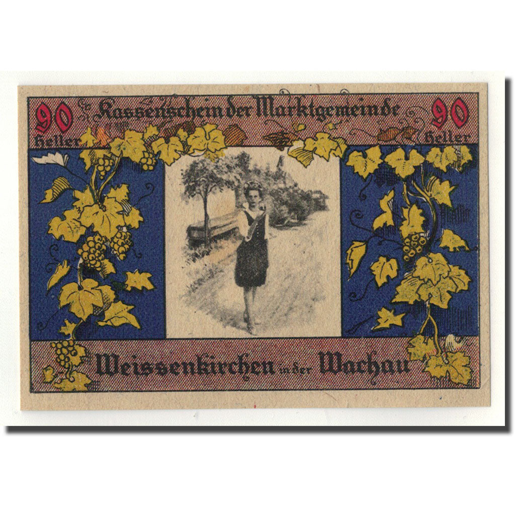 Geldschein, Österreich, Weissenkircher in der Wachau, 90 Heller, personnage