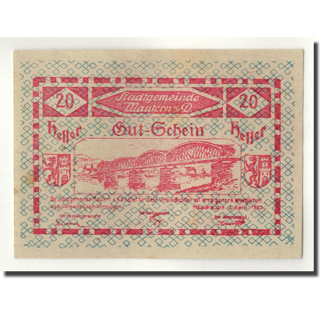 Geldschein, Österreich, Mautern, 20 Heller, pont, 1920, 1920-04-02, UNZ-