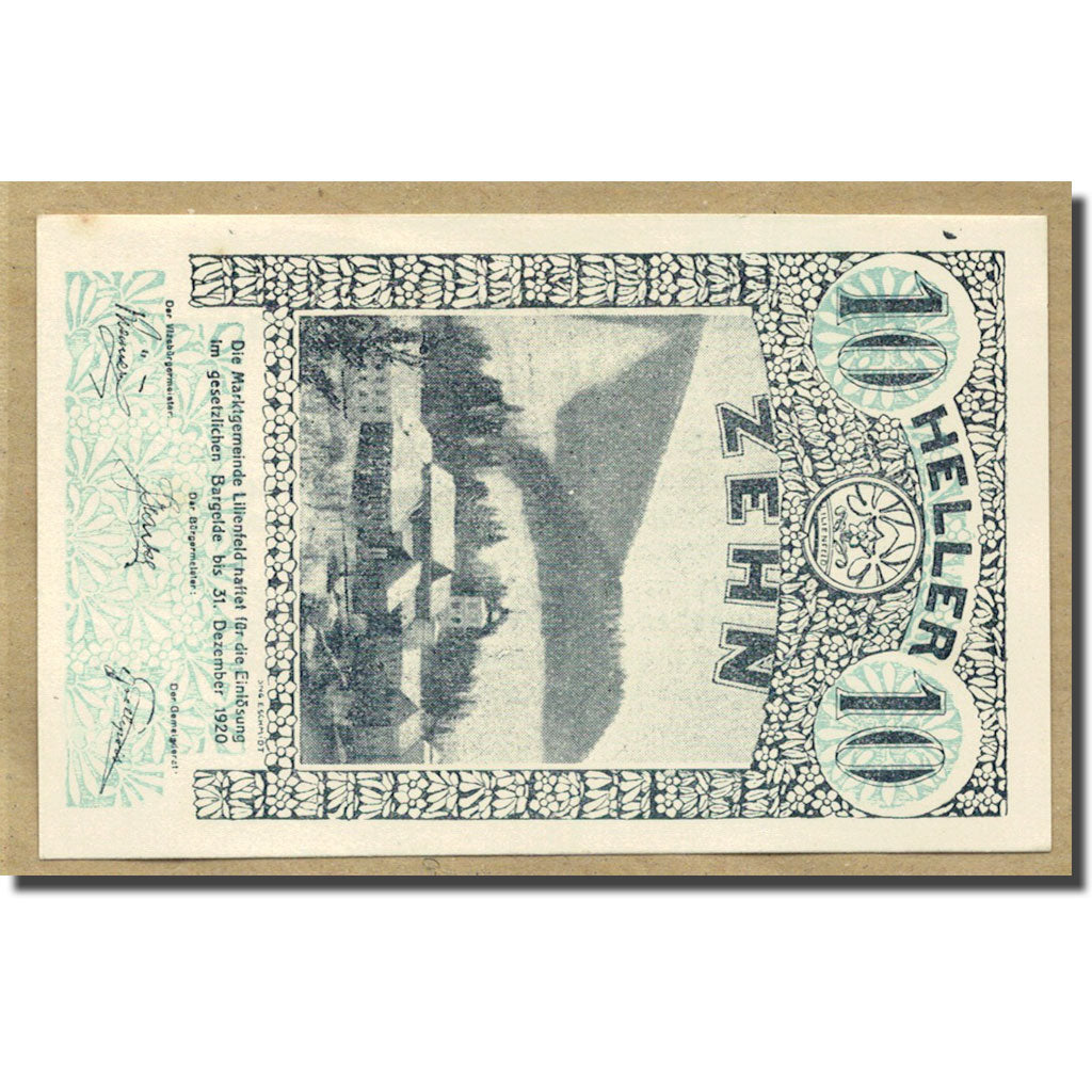 Geldschein, Österreich, Lilienfeld, 10 Heller, paysage, 1920, 1920-04-30, UNZ-