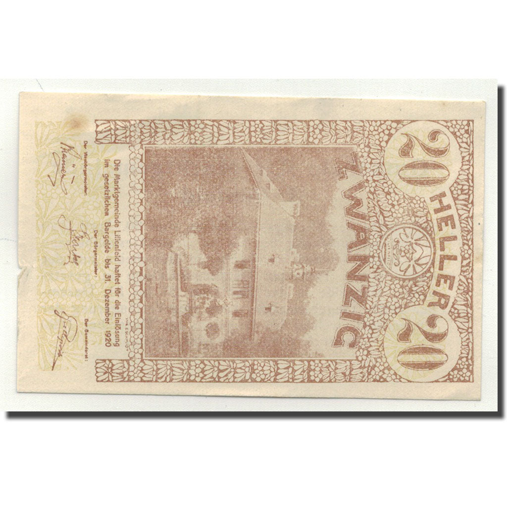 Geldschein, Österreich, Lilienfeld, 20 Heller, paysage, 1920, 1920-04-30, UNZ-