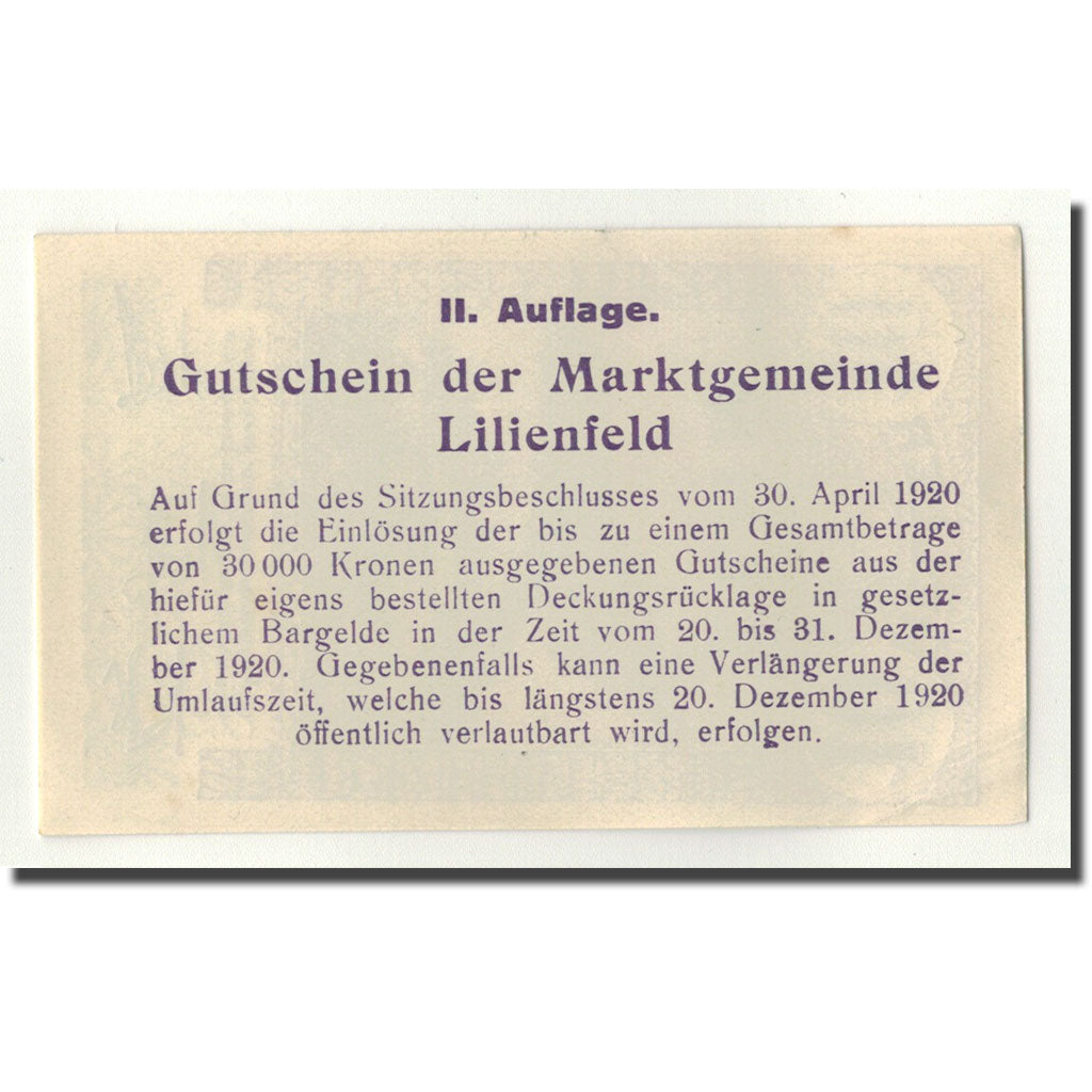 Geldschein, Österreich, Lilienfeld, 10 Heller, paysage 1, 1920, 1920-04-30
