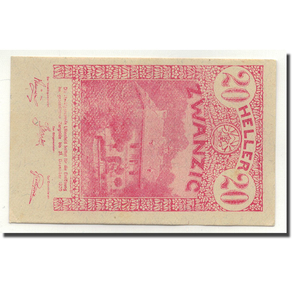 Geldschein, Österreich, Lilienfeld, 20 Heller, paysage 2, 1920, 1920-04-30