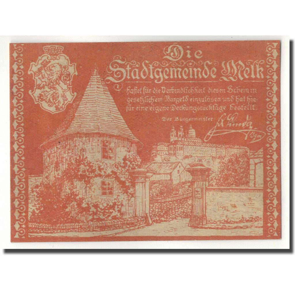 Geldschein, Österreich, Melk, 50 Heller, château, UNZ-, Mehl:605 II