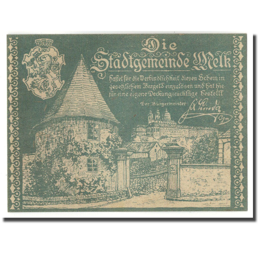Geldschein, Österreich, Melk, 20 Heller, château, UNZ-, Mehl:605 II