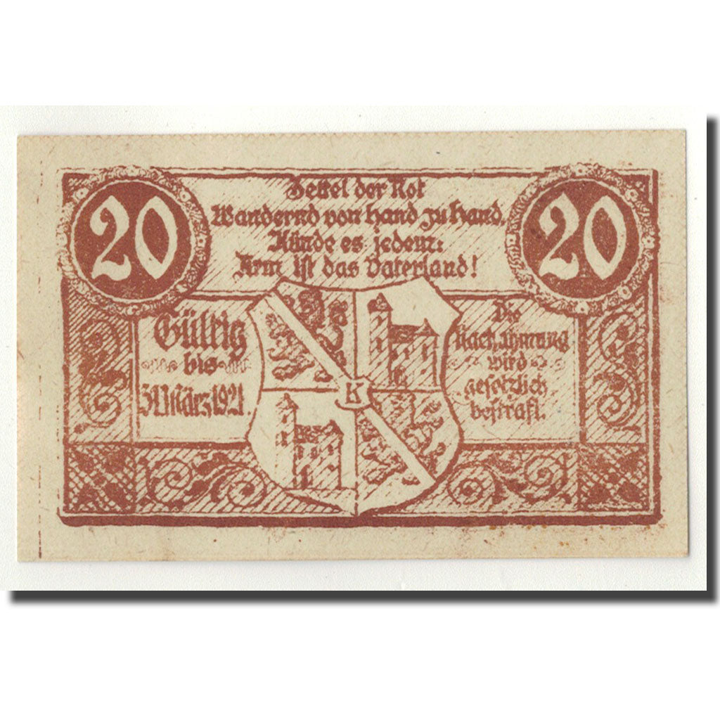 Geldschein, Österreich, Kirchdorf an der Krems, 20 Heller, Ecusson, UNZ-