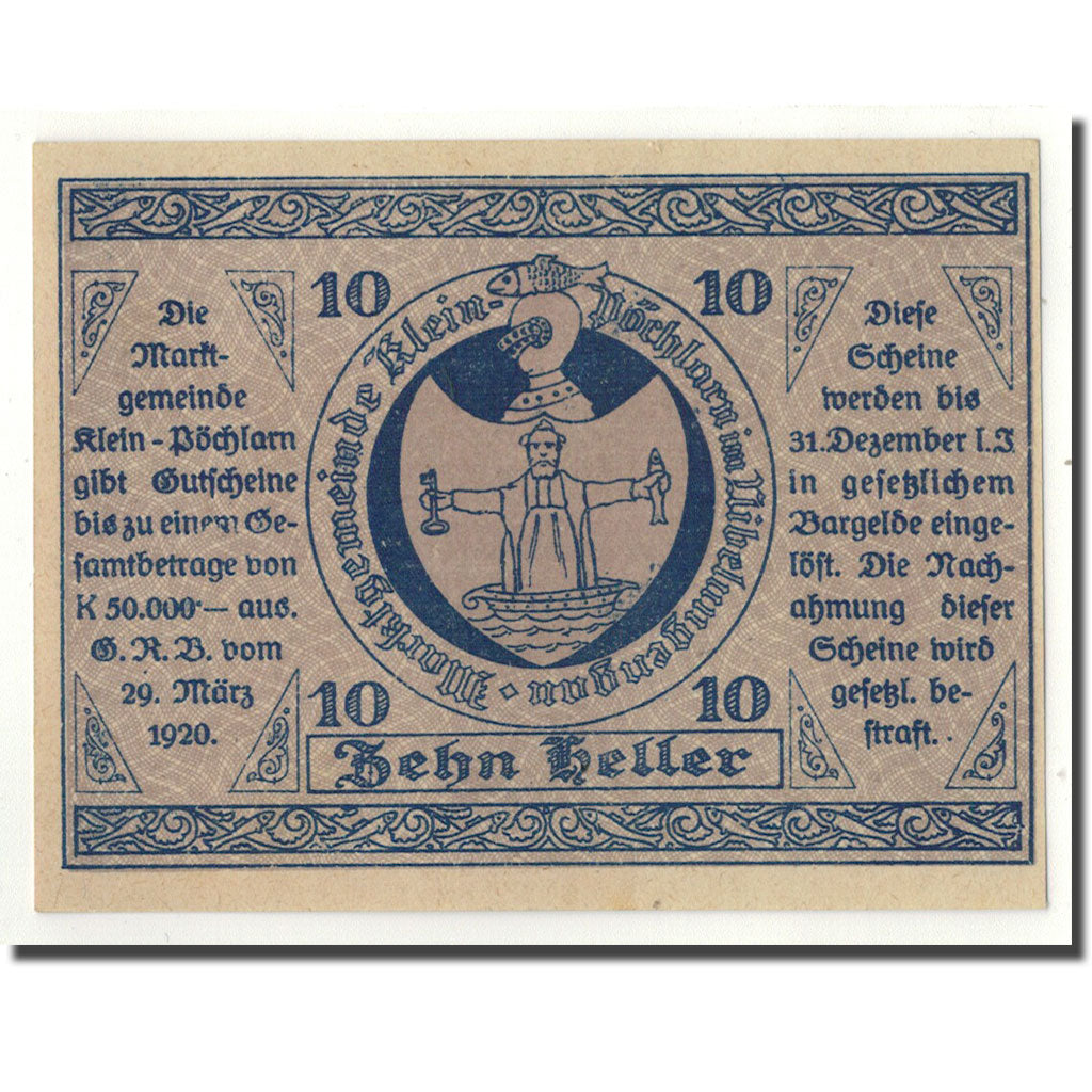 Geldschein, Österreich, Klein-Pochlarn, 10 Heller, Eglise 1, 1920, 1920-03-29