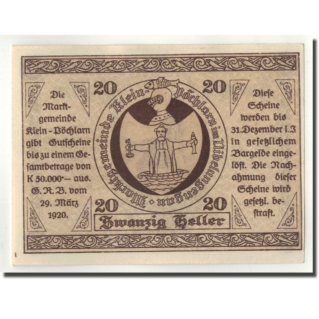 Geldschein, Österreich, Klein-Pochlarn, 20 Heller, Eglise 1, 1920, 1920-03-29