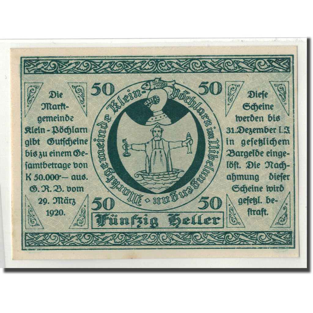 Geldschein, Österreich, Klein-Pochlarn, 50 Heller, Eglise 1, 1920, 1920-03-29