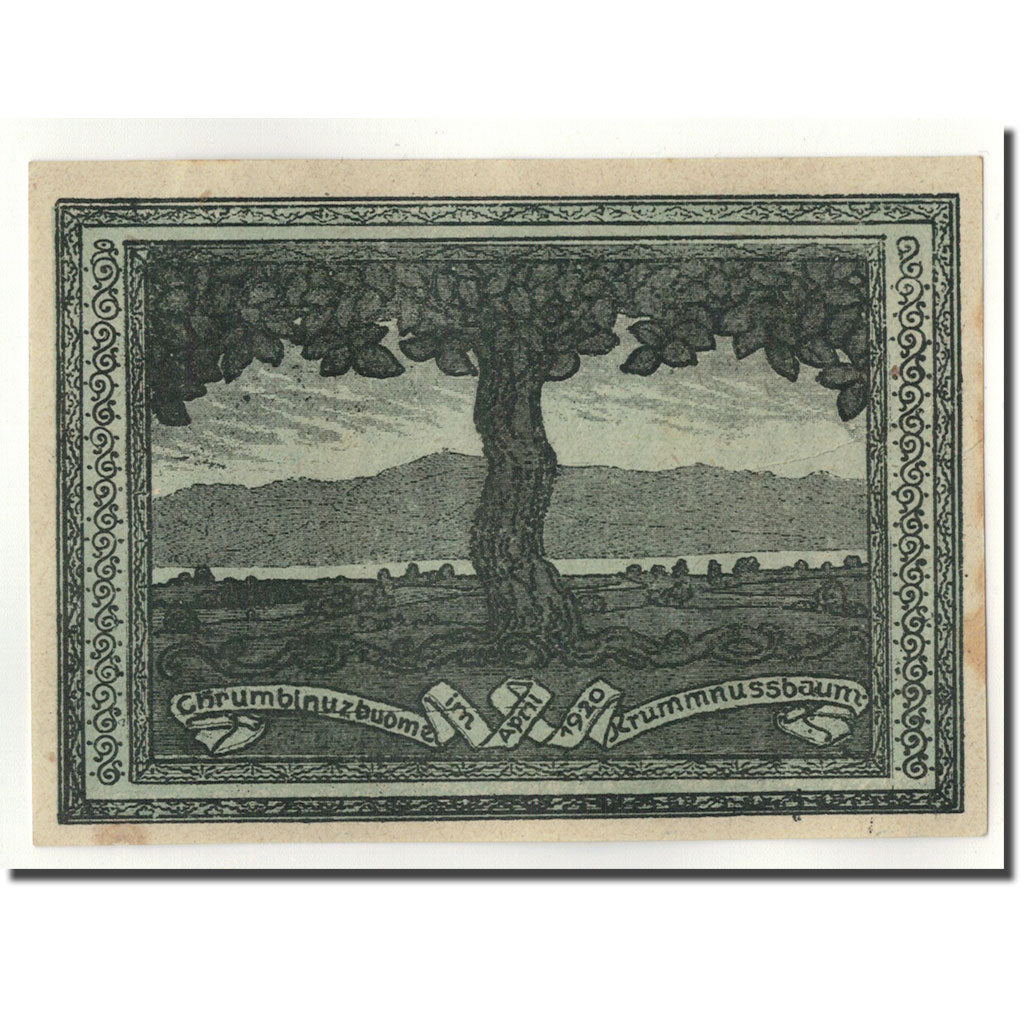 Banconote, Austria, Krummnusbaum, 50 Heller, arbre, 1920, SPL, Mehl:488 Ia