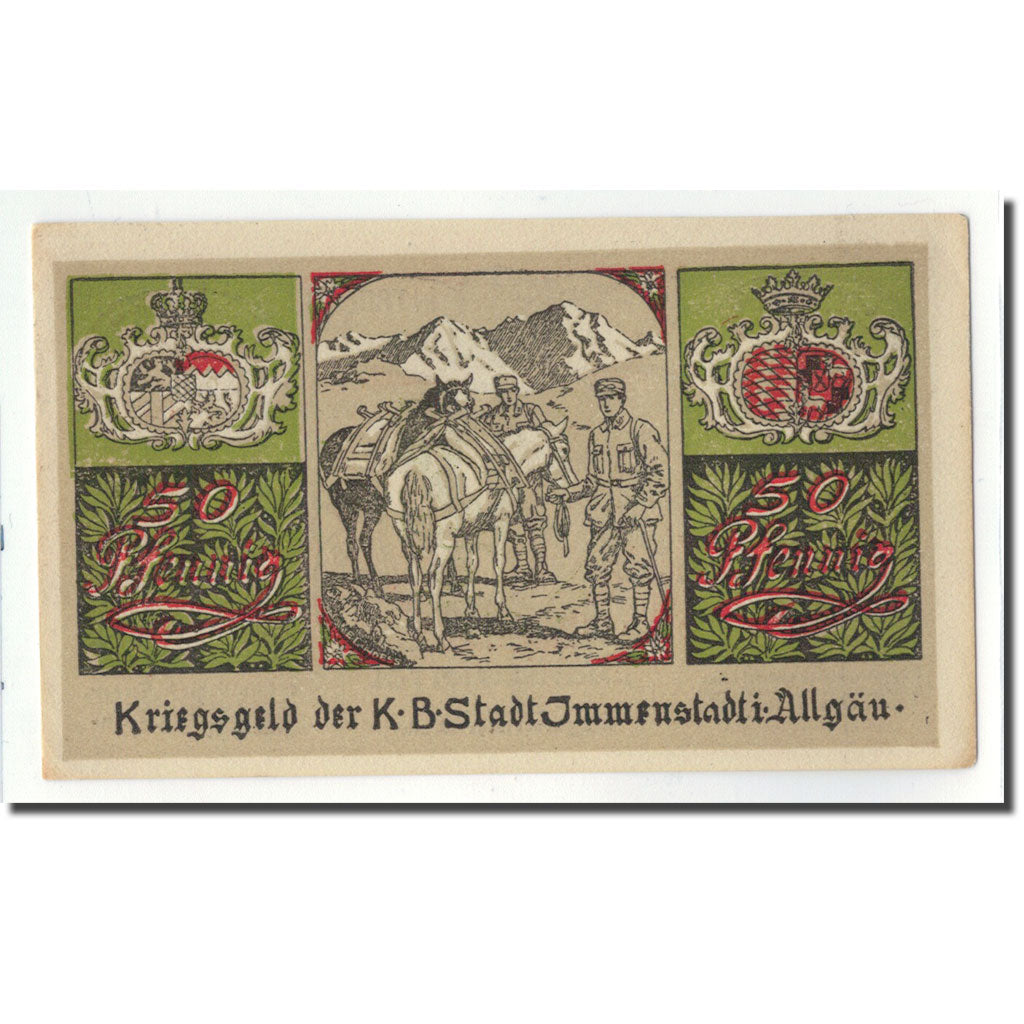 Banknot, Niemcy, Immenstadt i allgaü, 50 Pfennig, Ecusson, 1918, 1918-04-01