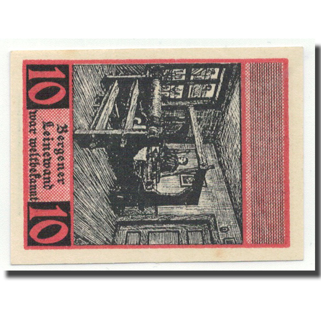 Banconote, Germania, Bergen a.d Dumme, 10 Pfennig, paysage, O.D, SPL, Mehl:78.1b