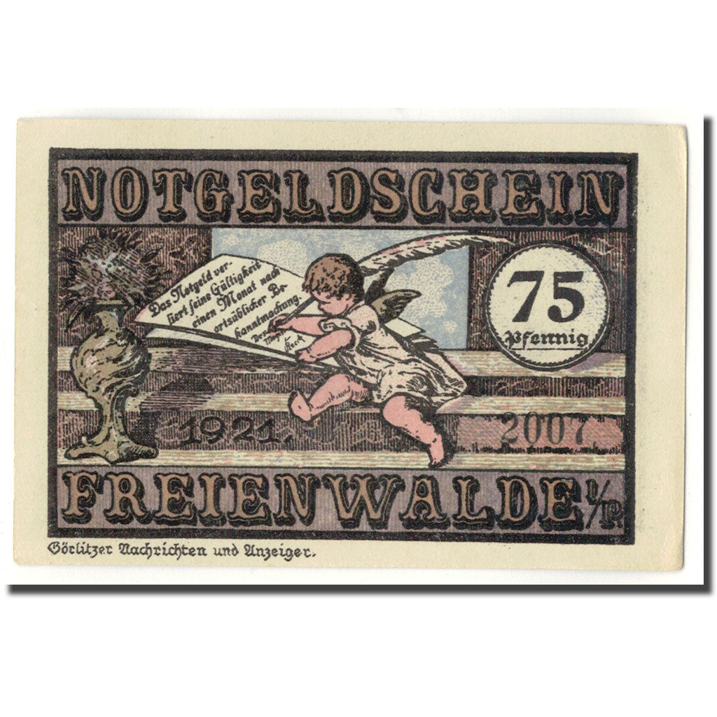 Banknot, Niemcy, Freienwalde Stadt, 75 Pfennig, ange, 1921, Undated, UNC(63)