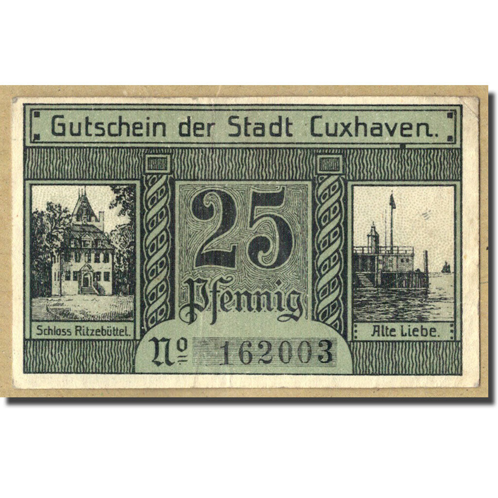 Banknot, Niemcy, Cuxhaven, 25 Pfennig, bateau, 1919, Undated, UNC(63), Mehl:C
