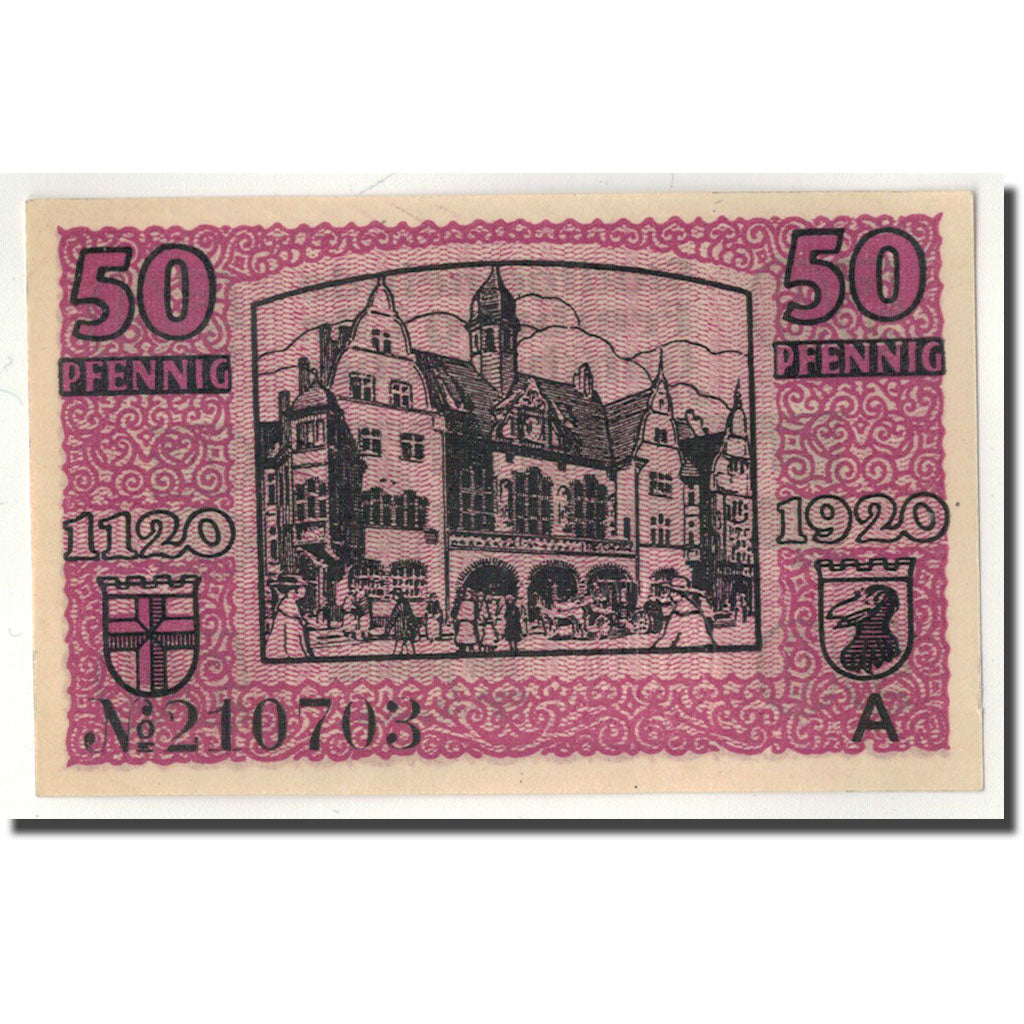 Banknot, Niemcy, Freiburg i. Br. Stadt, 50 Pfennig, Batiment, 1920, 1920-03-30