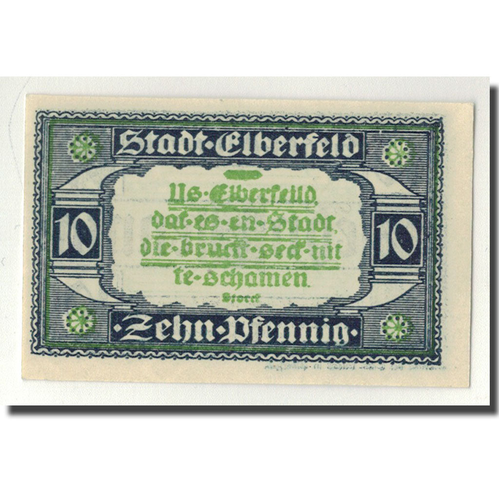 Billet, Allemagne, Elberfeld, 10 Pfennig, Ecusson, 1920, 1920-03-10, NEUF
