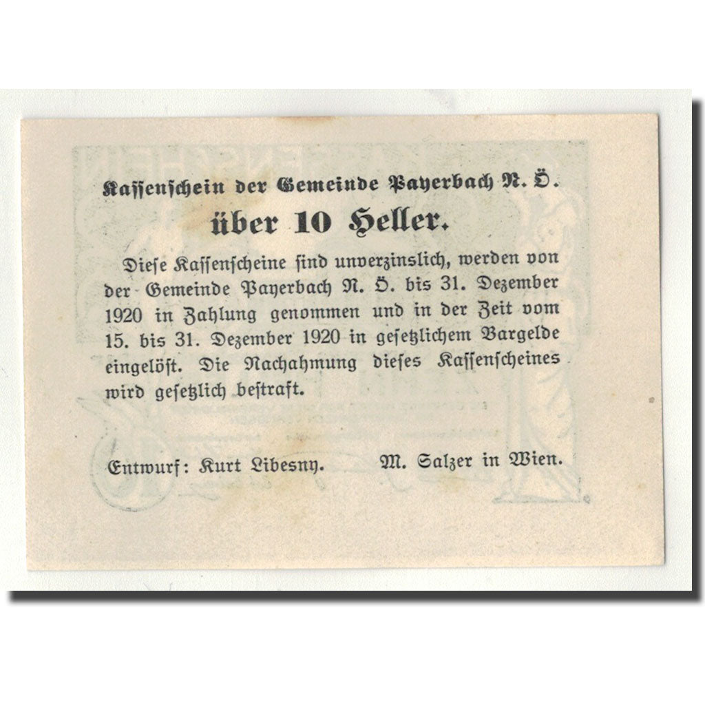 Geldschein, Österreich, Payerbach, 10 Heller, paysage, UNZ-, Mehl:FS 725