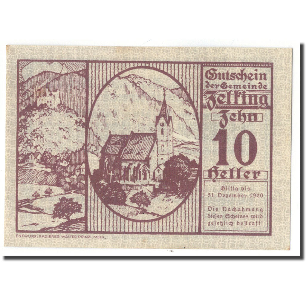 Banknote, Austria, Zelking, 10 Heller, Eglise, UNC(63), Mehl:FS 1267