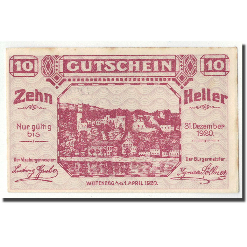 Geldschein, Österreich, Weitenegg A/D, 10 Heller, paysage, UNZ-, Mehl:FS 1163a