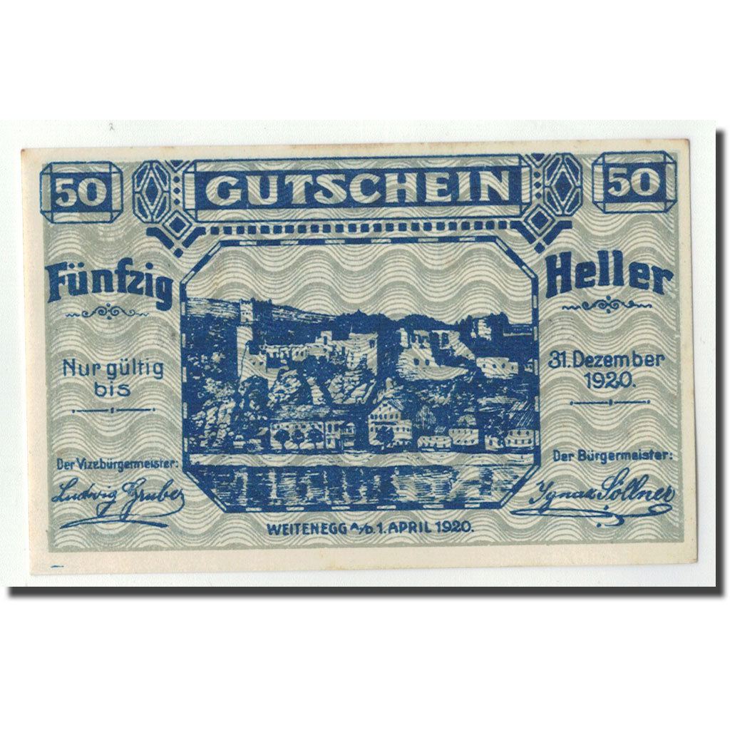 Geldschein, Österreich, Weitenegg A/D, 50 Heller, paysage, UNZ-, Mehl:FS 1163a